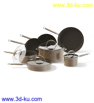 厨房物品模型,平底锅,碗架,碗,罐,碟,调味瓶,厨具,铲,勺子,酱油瓶,不锈钢锅等模型26个的图片