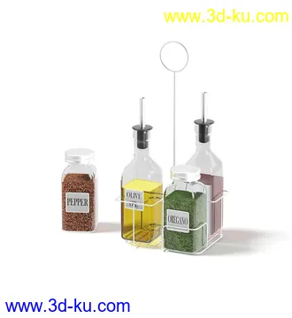 厨房物品模型,平底锅,碗架,碗,罐,碟,调味瓶,厨具,铲,勺子,酱油瓶,不锈钢锅等模型26个的图片