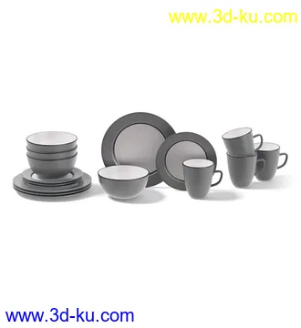 厨房物品模型,平底锅,碗架,碗,罐,碟,调味瓶,厨具,铲,勺子,酱油瓶,不锈钢锅等模型26个的图片