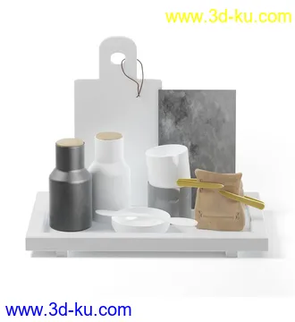 厨房物品模型,平底锅,碗架,碗,罐,碟,调味瓶,厨具,铲,勺子,酱油瓶,不锈钢锅等模型26个的图片24