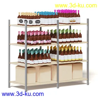 超市设备,超市商品,货架,货物,商品,杂货,收银机,安检机,食品,零售品,冷饮等超市物品模型40个的图片