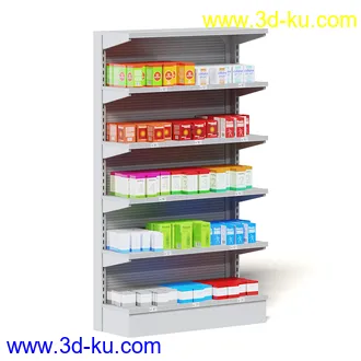 超市设备,超市商品,货架,货物,商品,杂货,收银机,安检机,食品,零售品,冷饮等超市物品模型40个的图片