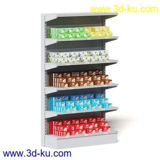 超市设备,超市商品,货架,货物,商品,杂货,收银机,安检机,食品,零售品,冷饮等超市物品模型40个的图片