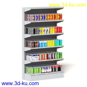 超市设备,超市商品,货架,货物,商品,杂货,收银机,安检机,食品,零售品,冷饮等超市物品模型40个的图片