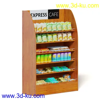 超市设备,超市商品,货架,货物,商品,杂货,收银机,安检机,食品,零售品,冷饮等超市物品模型40个的图片