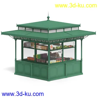 售货亭模型,摊位模型,报亭,手推车,舞台,厨窗,咖啡厅,面包店,水果滩等模型25个的图片