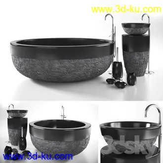 浴室模型,浴缸,洗脸盘,马桶等浴室模型合集的图片