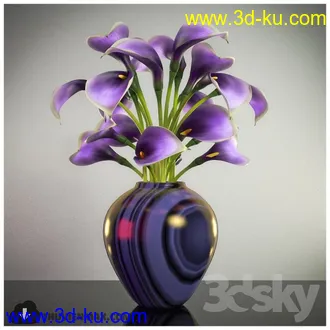 鲜花模型合集,玫瑰,康乃馨,菊花等花瓶鲜花模型的图片1