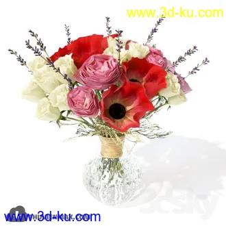 鲜花模型合集,玫瑰,康乃馨,菊花等花瓶鲜花模型的图片4