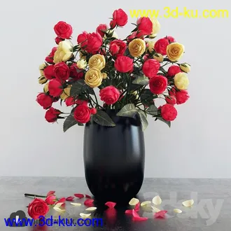 鲜花模型合集,玫瑰,康乃馨,菊花等花瓶鲜花模型的图片5