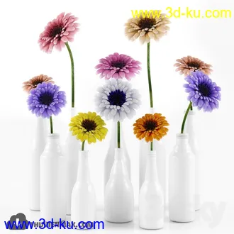 鲜花模型合集,玫瑰,康乃馨,菊花等花瓶鲜花模型的图片9