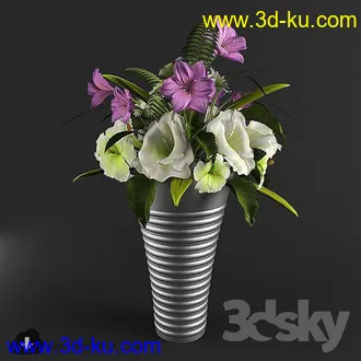 鲜花模型合集,玫瑰,康乃馨,菊花等花瓶鲜花模型的图片12