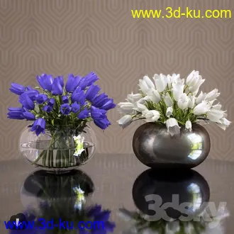 鲜花模型合集,玫瑰,康乃馨,菊花等花瓶鲜花模型的图片13