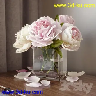 鲜花模型合集,玫瑰,康乃馨,菊花等花瓶鲜花模型的图片16