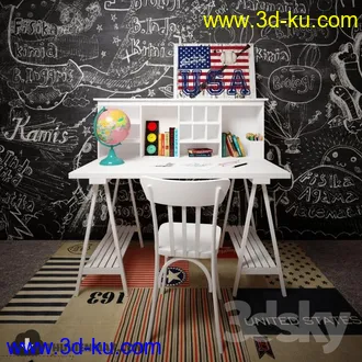 现代书桌模型合集,写字台,公办桌,工作台等模型的图片