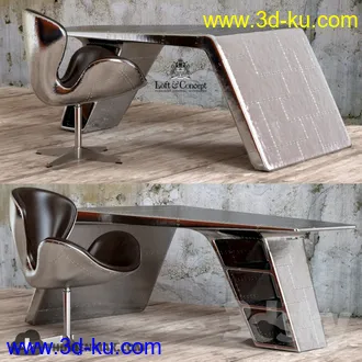 现代书桌模型合集,写字台,公办桌,工作台等模型的图片