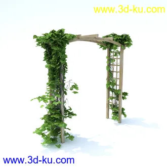 植物,喷泉,花园,椅子,小池子,长凳,篱笆,小木桥等模型合集的图片38