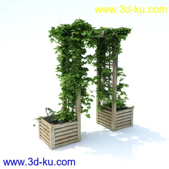 植物,喷泉,花园,椅子,小池子,长凳,篱笆,小木桥等模型合集的图片39