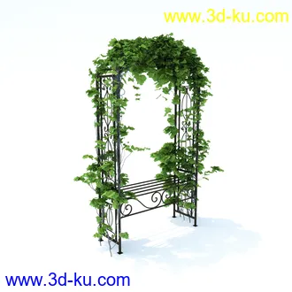 植物,喷泉,花园,椅子,小池子,长凳,篱笆,小木桥等模型合集的图片41