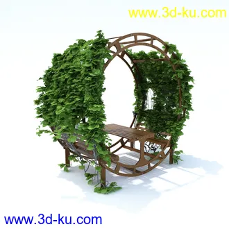 植物,喷泉,花园,椅子,小池子,长凳,篱笆,小木桥等模型合集的图片42