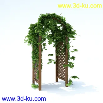 植物,喷泉,花园,椅子,小池子,长凳,篱笆,小木桥等模型合集的图片43