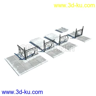 栅栏,围栏,长椅,围墙,石亭,小桥,护栏,亭子,隔离草坪,木椅等模型合集的图片1