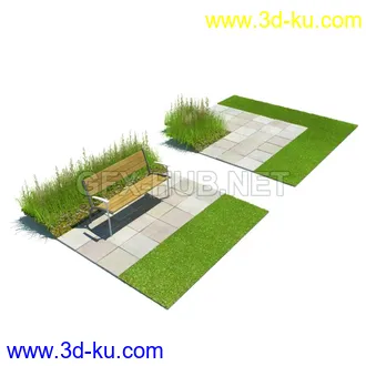 栅栏,围栏,长椅,围墙,石亭,小桥,护栏,亭子,隔离草坪,木椅等模型合集的图片16