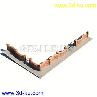 栅栏,围栏,长椅,围墙,石亭,小桥,护栏,亭子,隔离草坪,木椅等模型合集的图片22