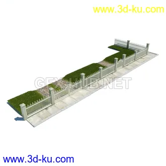 栅栏,围栏,长椅,围墙,石亭,小桥,护栏,亭子,隔离草坪,木椅等模型合集的图片23