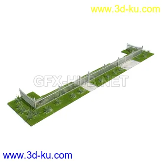 栅栏,围栏,长椅,围墙,石亭,小桥,护栏,亭子,隔离草坪,木椅等模型合集的图片26