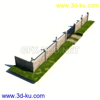 栅栏,围栏,长椅,围墙,石亭,小桥,护栏,亭子,隔离草坪,木椅等模型合集的图片29
