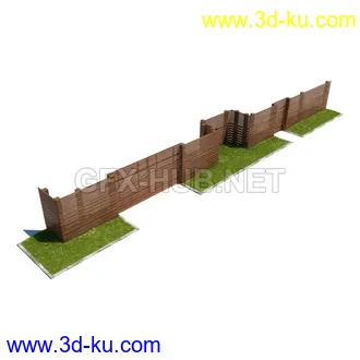 栅栏,围栏,长椅,围墙,石亭,小桥,护栏,亭子,隔离草坪,木椅等模型合集的图片30