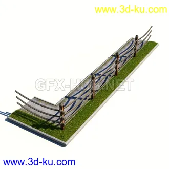 栅栏,围栏,长椅,围墙,石亭,小桥,护栏,亭子,隔离草坪,木椅等模型合集的图片33