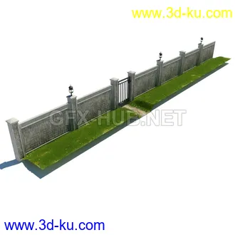 栅栏,围栏,长椅,围墙,石亭,小桥,护栏,亭子,隔离草坪,木椅等模型合集的图片37