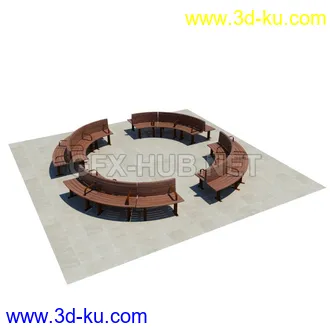 栅栏,围栏,长椅,围墙,石亭,小桥,护栏,亭子,隔离草坪,木椅等模型合集的图片40