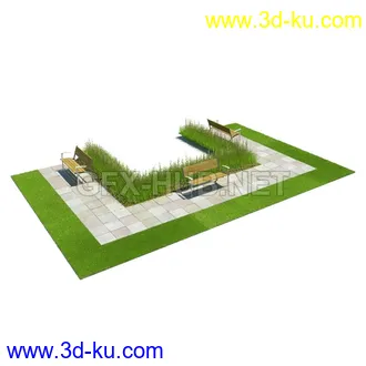 栅栏,围栏,长椅,围墙,石亭,小桥,护栏,亭子,隔离草坪,木椅等模型合集的图片43