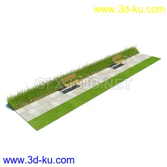 栅栏,围栏,长椅,围墙,石亭,小桥,护栏,亭子,隔离草坪,木椅等模型合集的图片44
