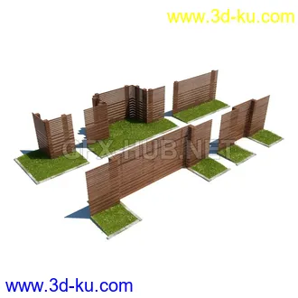栅栏,围栏,长椅,围墙,石亭,小桥,护栏,亭子,隔离草坪,木椅等模型合集的图片50