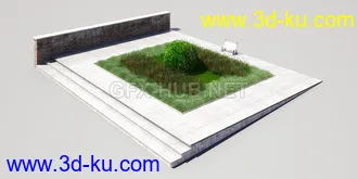 花园场景,草坪,园艺,园林景观,草地,树桩,假山,小水池,石头,岩石,欧式亭子等模型合集的图片4