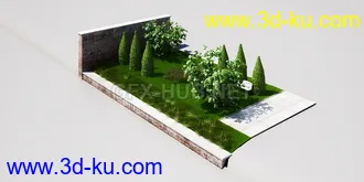 花园场景,草坪,园艺,园林景观,草地,树桩,假山,小水池,石头,岩石,欧式亭子等模型合集的图片5