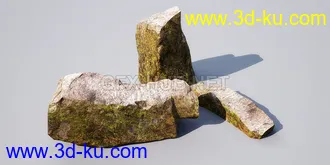 花园场景,草坪,园艺,园林景观,草地,树桩,假山,小水池,石头,岩石,欧式亭子等模型合集的图片42