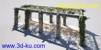 花园场景,草坪,园艺,园林景观,草地,树桩,假山,小水池,石头,岩石,欧式亭子等模型合集的图片46