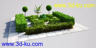 花园场景,草坪,园艺,园林景观,草地,树桩,假山,小水池,石头,岩石,欧式亭子等模型合集的图片60