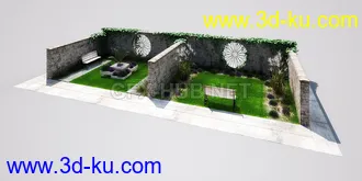 花园场景,草坪,园艺,园林景观,草地,树桩,假山,小水池,石头,岩石,欧式亭子等模型合集的图片68