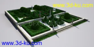花园场景,草坪,园艺,园林景观,草地,树桩,假山,小水池,石头,岩石,欧式亭子等模型合集的图片75
