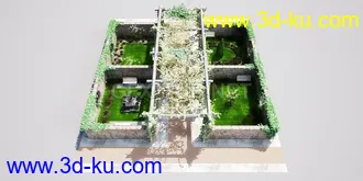 花园场景,草坪,园艺,园林景观,草地,树桩,假山,小水池,石头,岩石,欧式亭子等模型合集的图片79