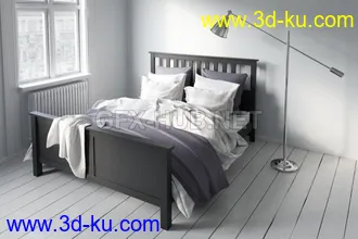 床,被子,枕头,床头柜,卧室场景等双人床模型合集的图片1