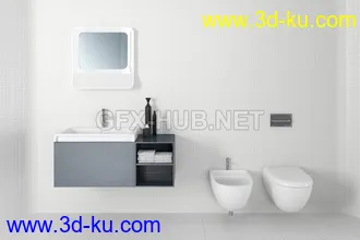 卫生间场景,浴室场景,镜子,洗脸盆等卫浴物品模型合集的图片