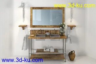 卫生间场景,浴室场景,镜子,洗脸盆等卫浴物品模型合集的图片