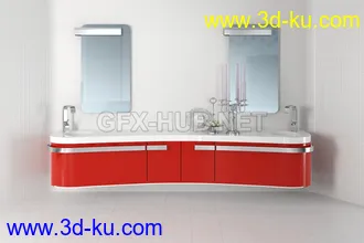 卫生间场景,浴室场景,镜子,洗脸盆等卫浴物品模型合集的图片